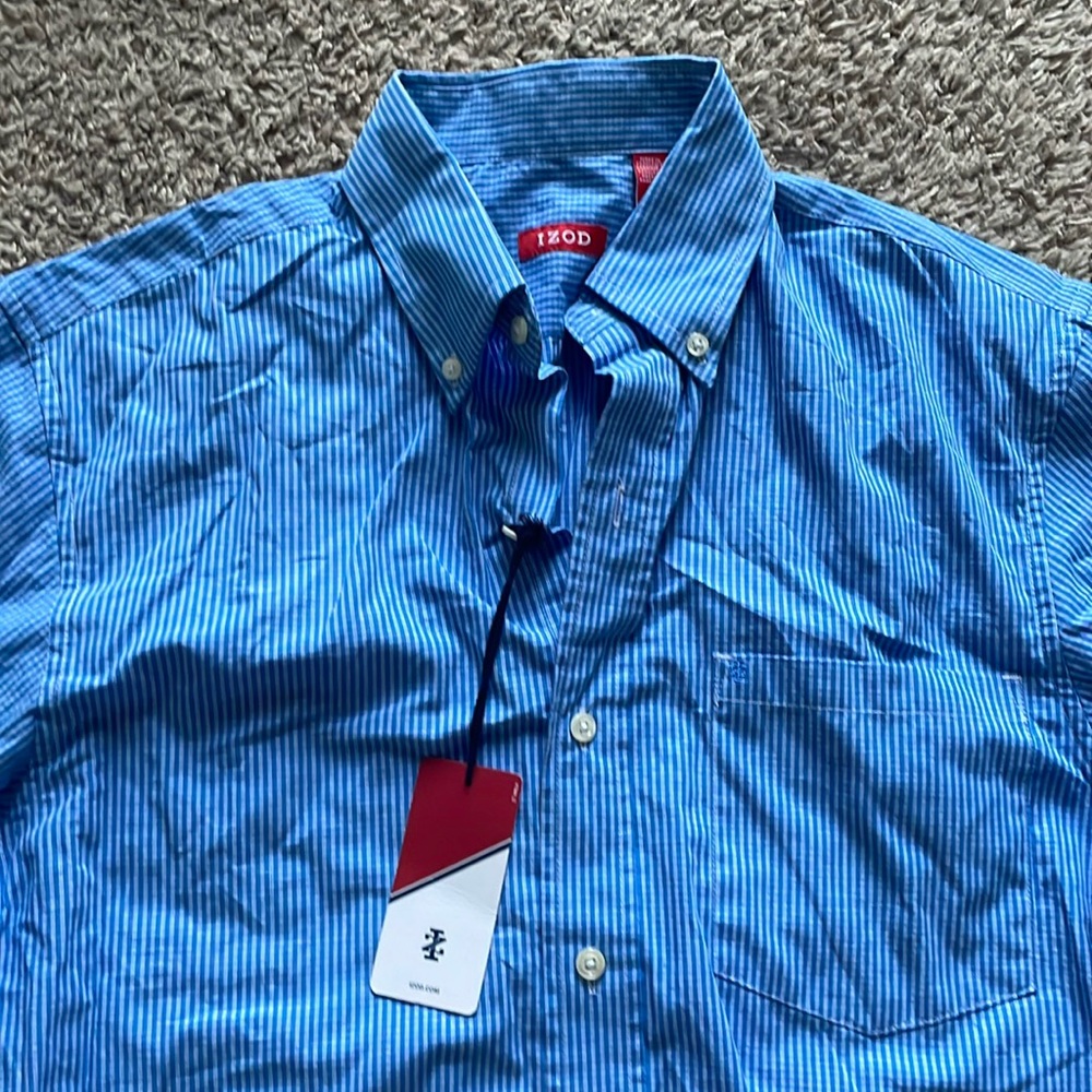 NWT izod men’s blue plaid button down shirt American dream size small